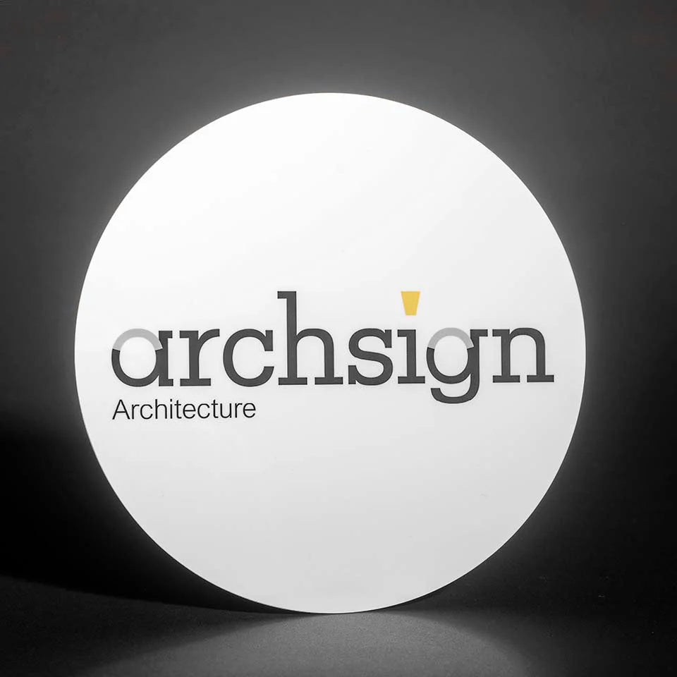 Branded indoor metal round sign