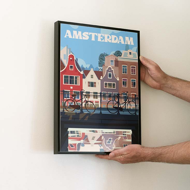 Metal print with Art box frame on side ready to hang