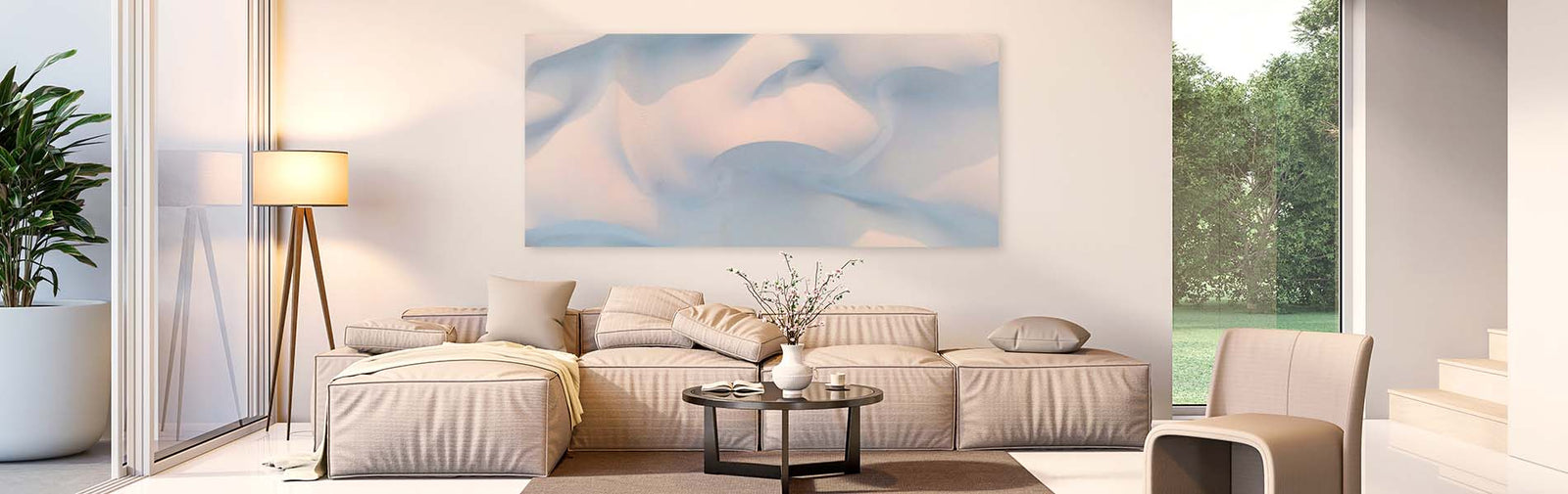 Print 2 Metal display options - metal print on lounge wall