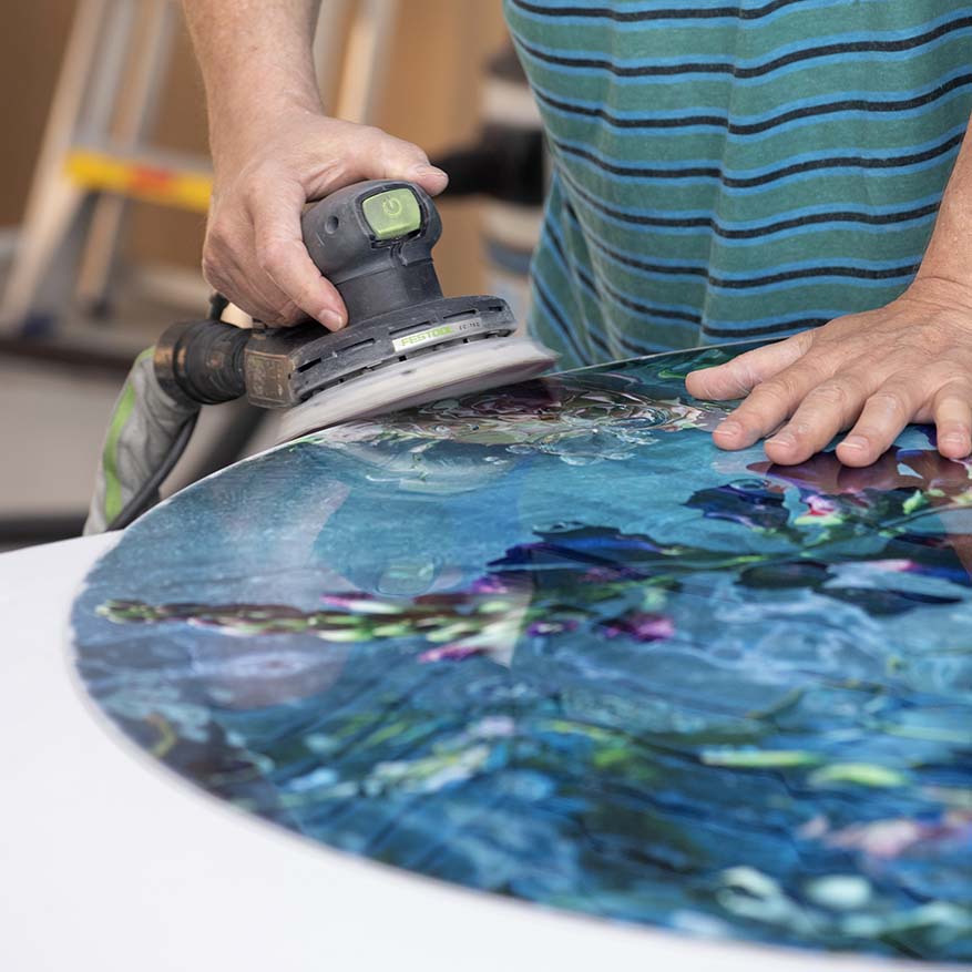 Using the CNC cutter on Janet Taverner's art