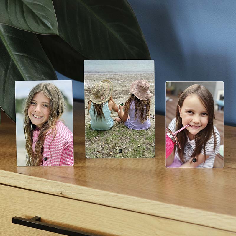 Metal desktop prints with family snaps